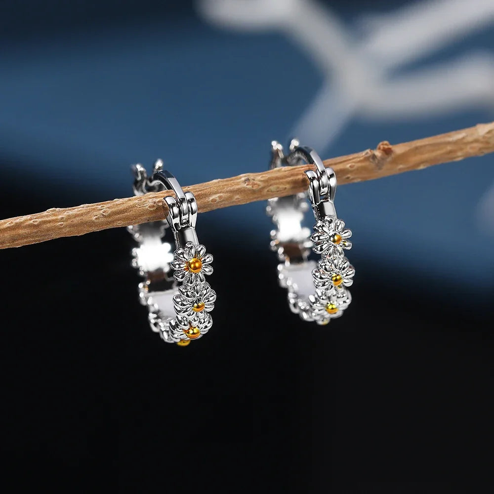Huitan Daisy Hoop Earrings – Bridal & Everyday Jewelry