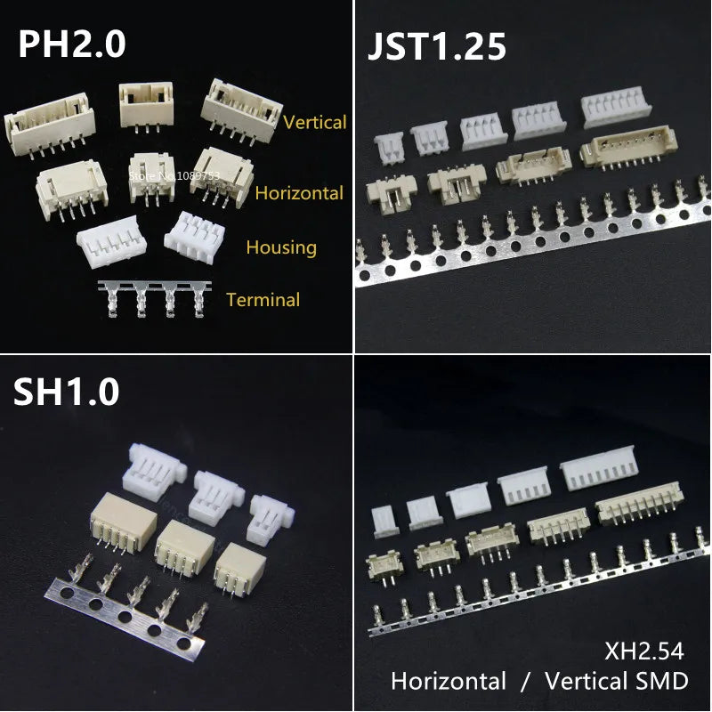 10sets SH1 0 JST1 25 PH2 XH2 54 SH JST ZH PH XH Horizontal Vertical