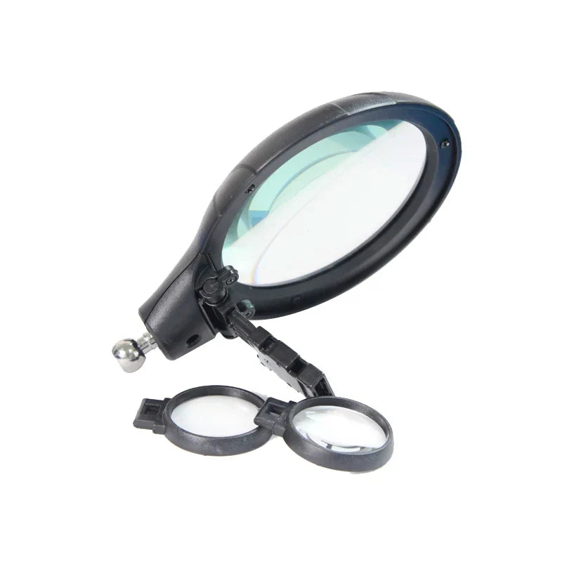 LED Desktop Magnifier with Light – 3 Lens 2.5x–10x Stand