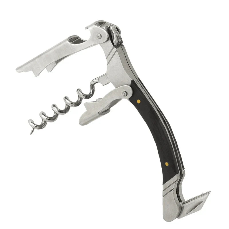 Folding Wine Corkscrew – Wood Handle Stainless Steel Opener