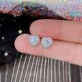 Huitan Pink CZ Heart Stud Earrings – Dainty Gift for Women