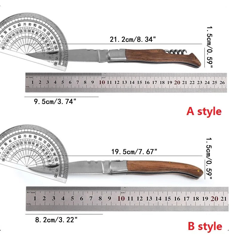 Wood Handle Folding Knife with Corkscrew | Pocket Carry Knife