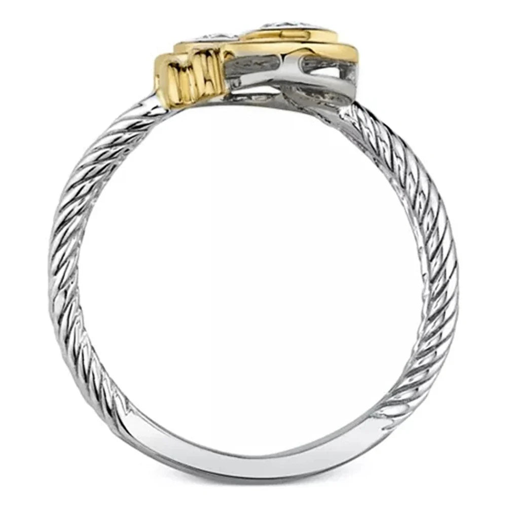 Huitan Interlaced Zipper Ring – Women's CZ Fashion Band