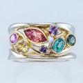 Huitan Multicolor Zircon Hollow Out Women's Ring | Sizes 5–14