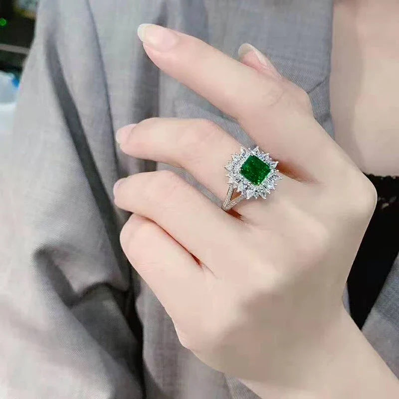 Huitan Green CZ Bridal Ring – Wedding Statement Jewelry