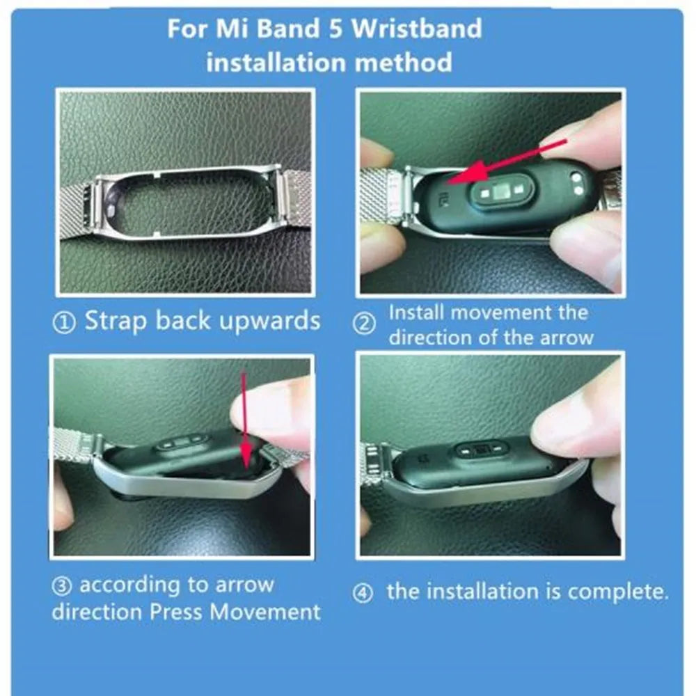 Metal Strap for Xiaomi Mi Band 3 4 5 6 7 – Stainless Steel