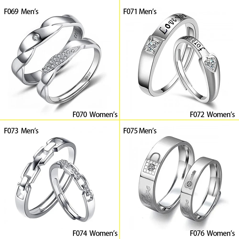 Huitan His King Her Queen Engraved Couple Ring – CZ Wedding Band