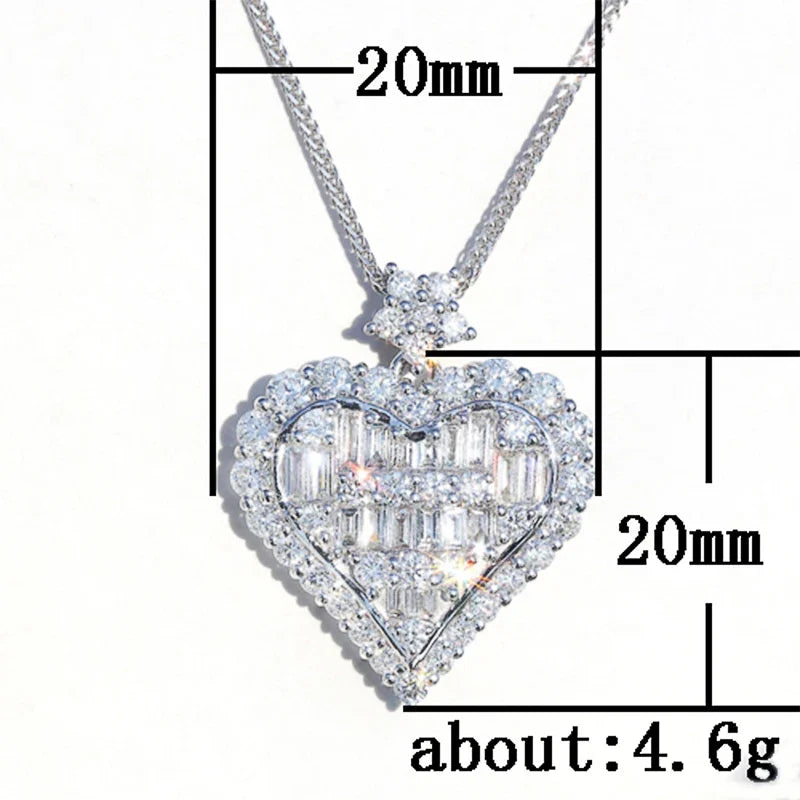 Huitan Heart CZ Pendant Necklace – Women's Gift Jewelry