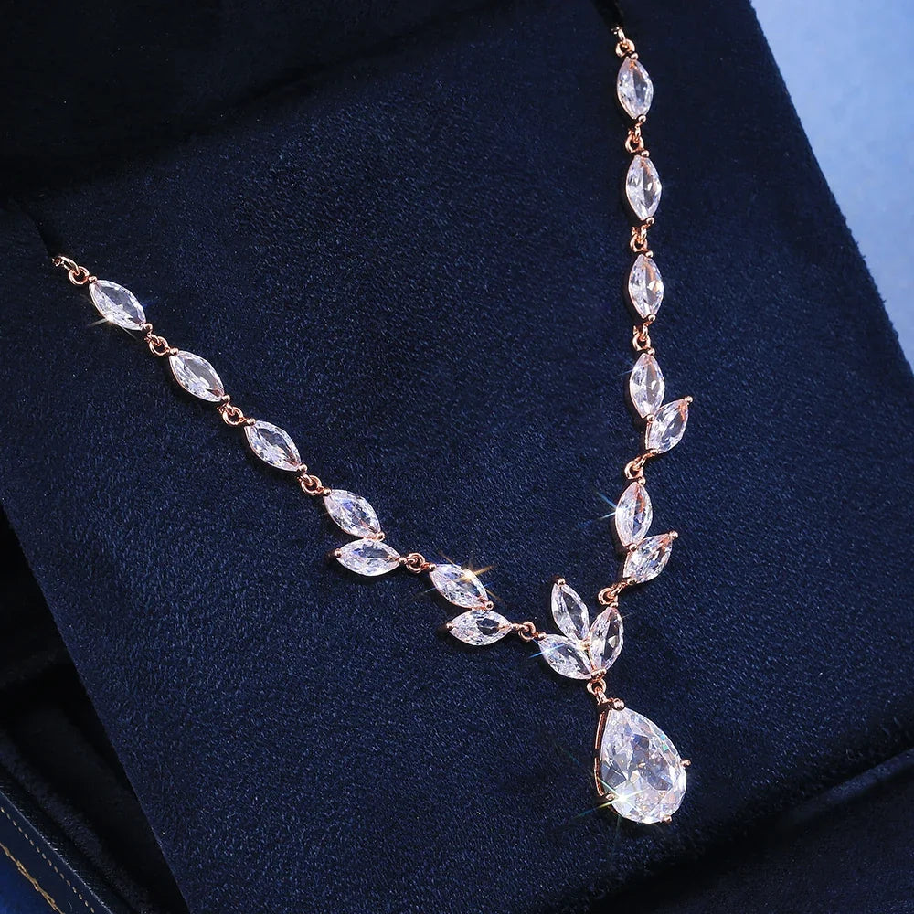 Huitan Water Drop CZ Pendant Necklace | Iced Out Women's Jewelry