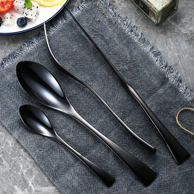Black Gold Stainless Steel Cutlery Set – 20 & 24 Piece Flatware