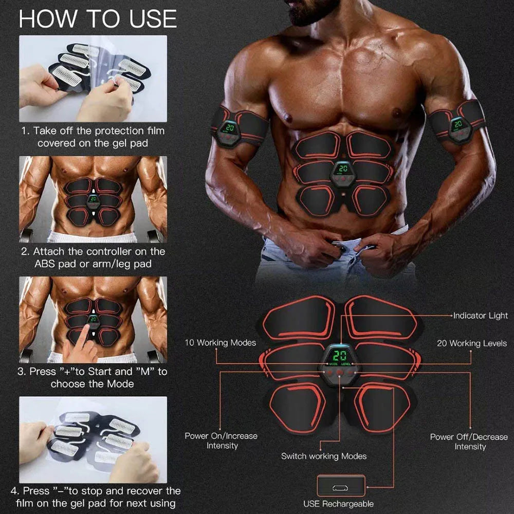 EMS Abs Stimulator Belt – Muscle Toner for Men & Women