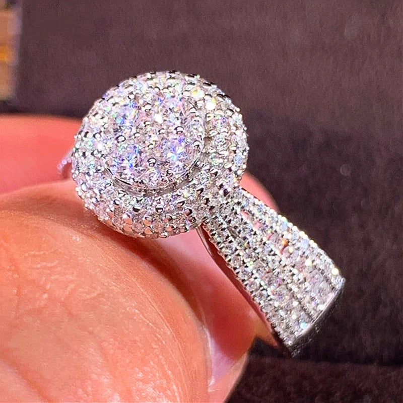 Huitan Bow CZ Ring – Silver Wedding & Engagement Band