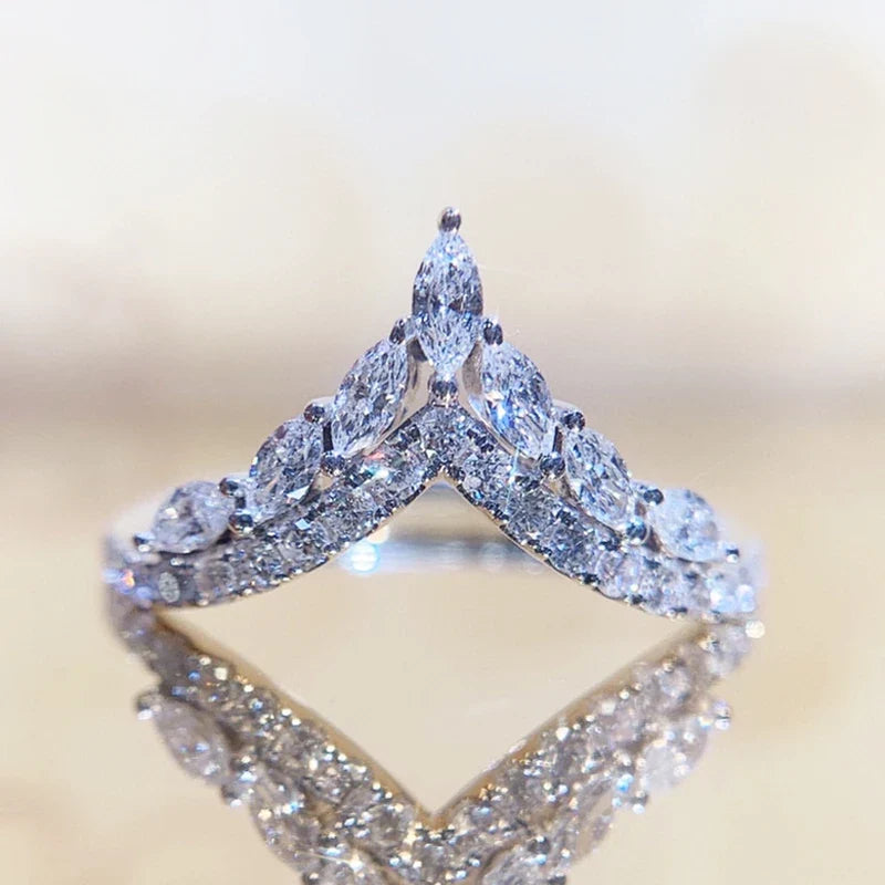 Huitan Women's Silver-Tone Cubic Zirconia Ring | Wedding Band