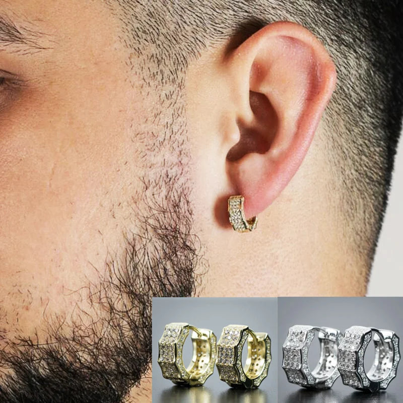 Huitan Geometric Hoop Earrings – Silver & Gold Bridal Jewelry