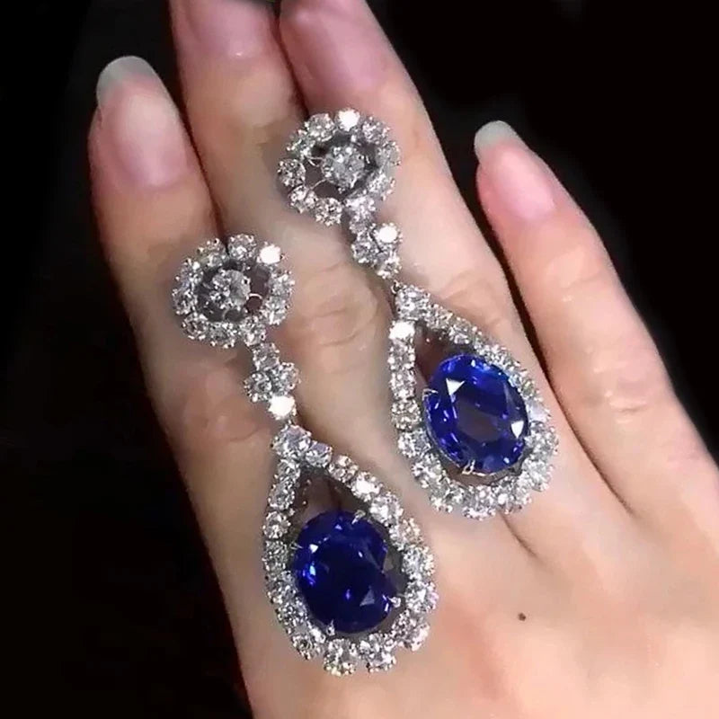 Huitan Blue Drop Earrings – Cubic Zirconia Women's Jewelry
