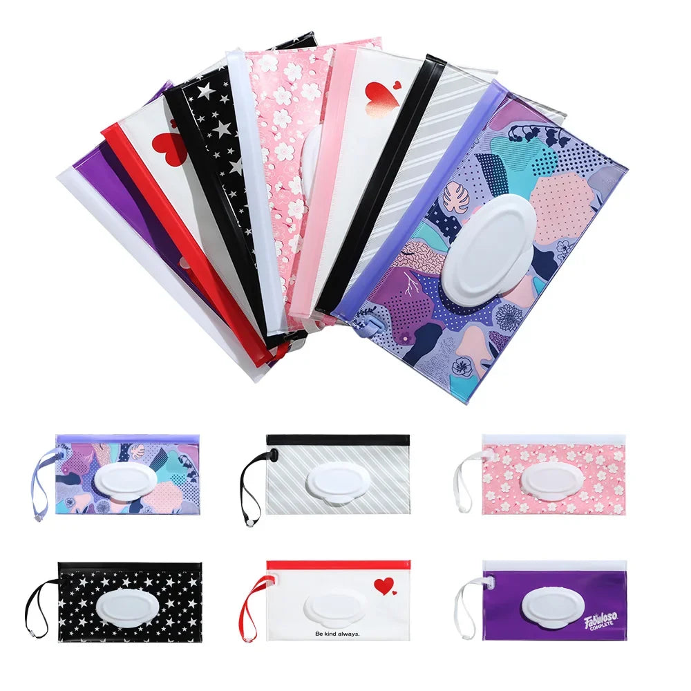 Baby Wet Wipes Carrying Case Bag | Stroller Snap-Strap Clutch