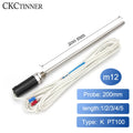 Type K PT100 Thermocouple Probe M12 200mm 0–600°C Sensor