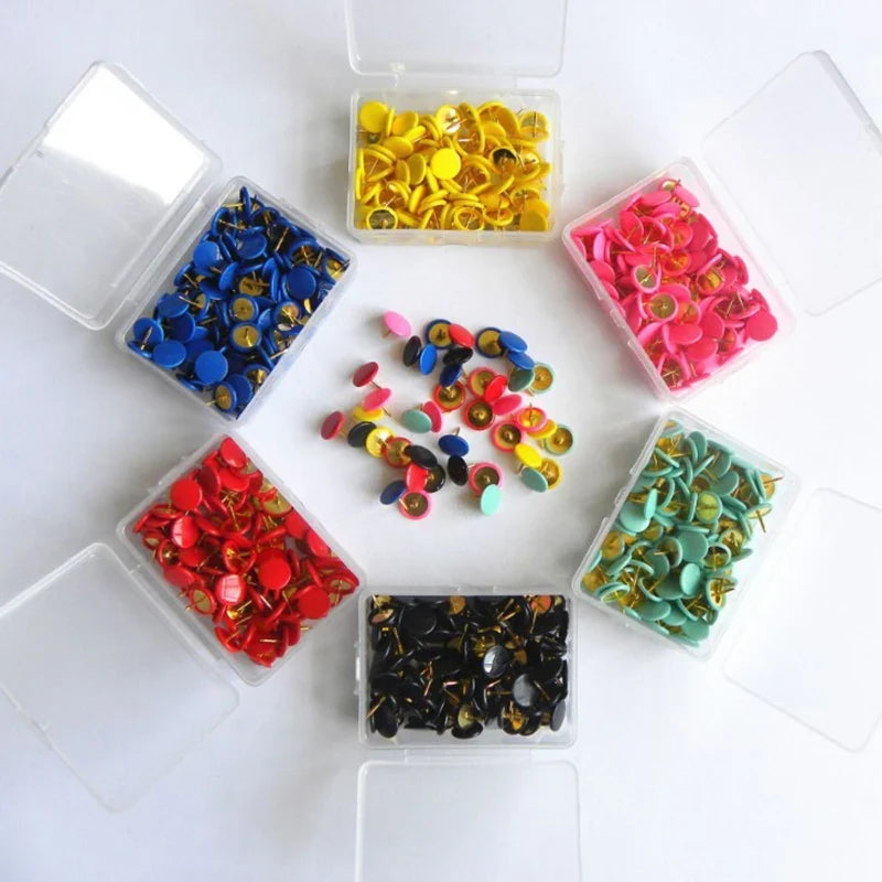 100pcs Colorful Thumbtack Pushpins – Cork Board & Map Pins