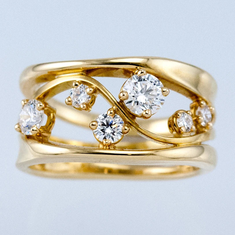 Huitan Hollow Band Ring – Cubic Zirconia Women's Fashion Ring