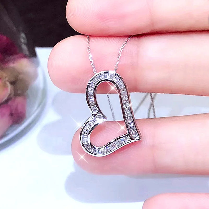 Huitan Heart CZ Pendant Necklace – Women's Fashion Jewelry