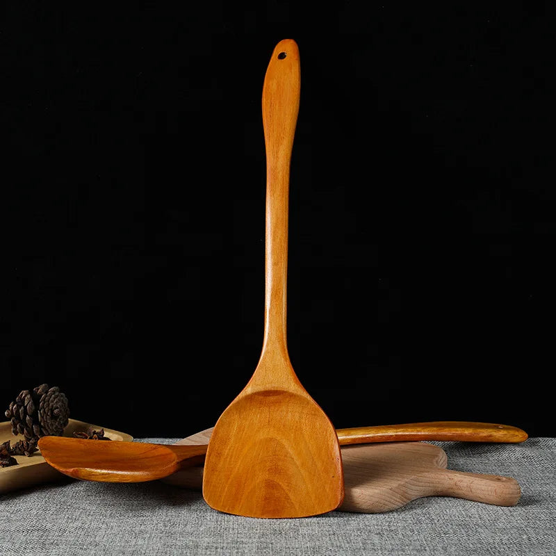 Beech Wood Spatula Turner – Non-Stick Safe Wooden Cooking Shovel