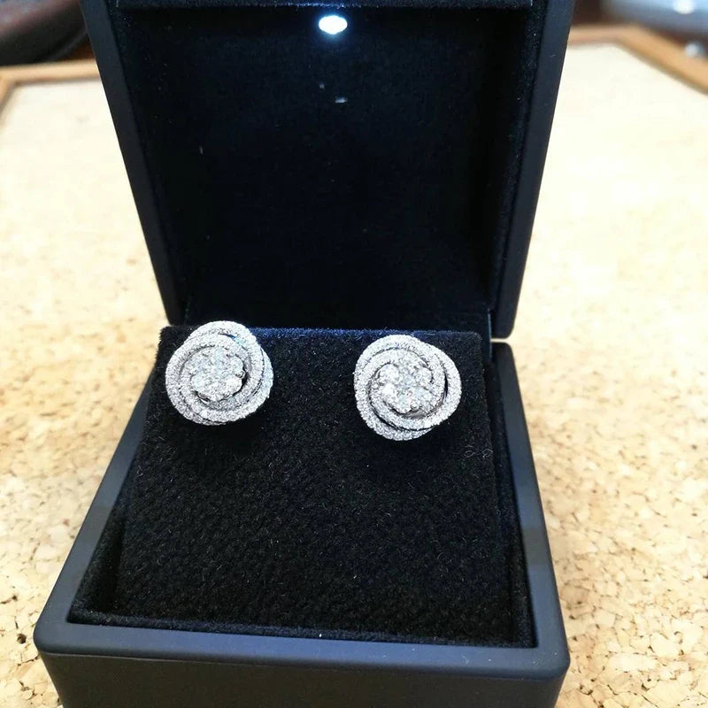 Huitan Geometric CZ Stud Earrings – Cubic Zirconia Women