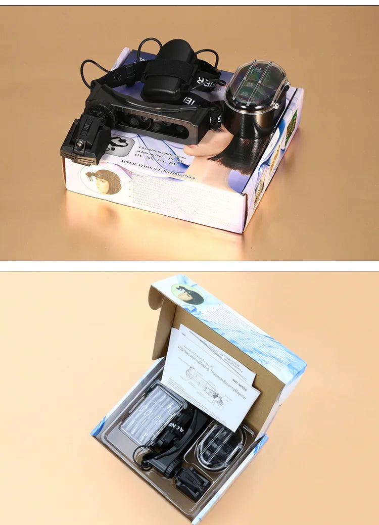 Optical Lamp Magnifying Lens Wearing Glass LED Clock Repair Medical