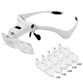 Headband LED Magnifier 1X–3.5X | 5 Lenses, Hands-Free Loupe