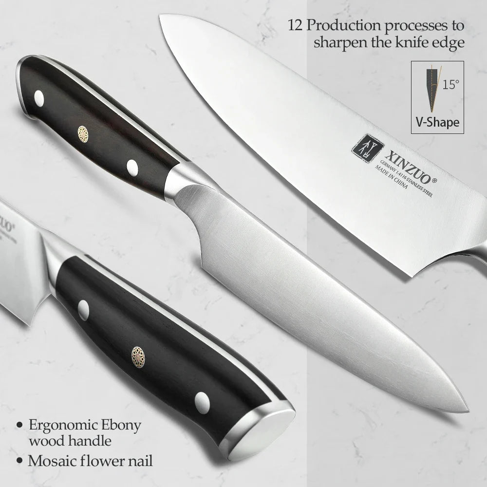 XINZUO 5-Inch Utility Knife – German 1.4116 Steel & Ebony Handle