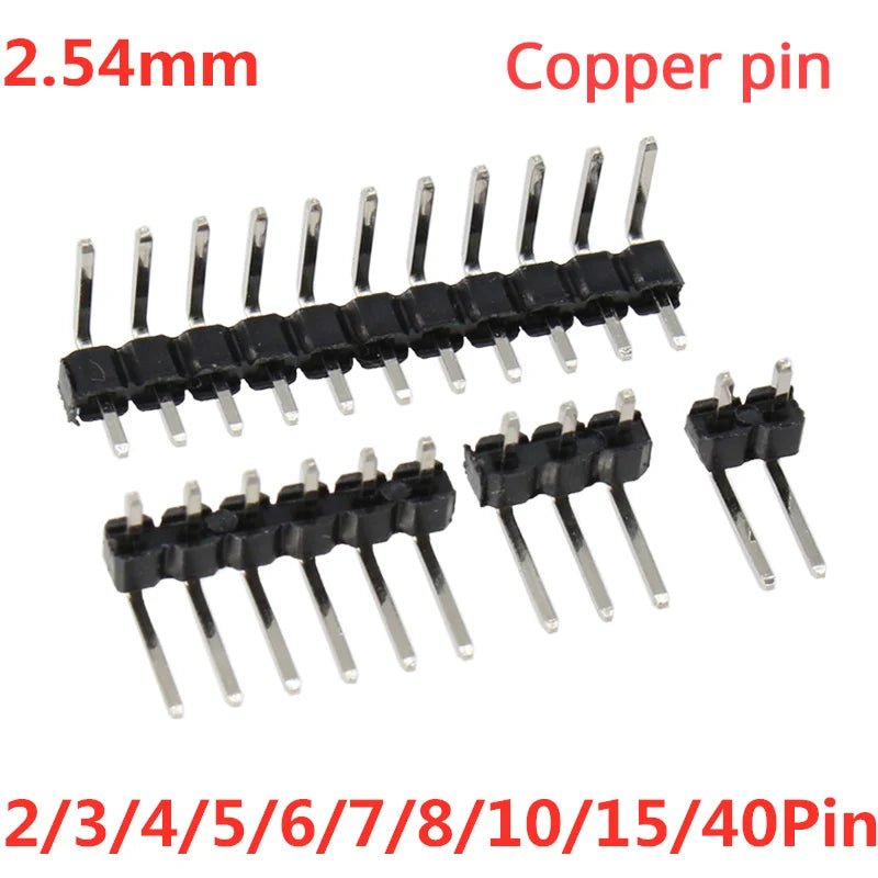 Single Row Right Angle PCB Board Copper Pin Header Connector Male