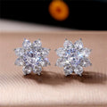 Huitan Crystal Flower Stud Earrings | Cubic Zirconia Women