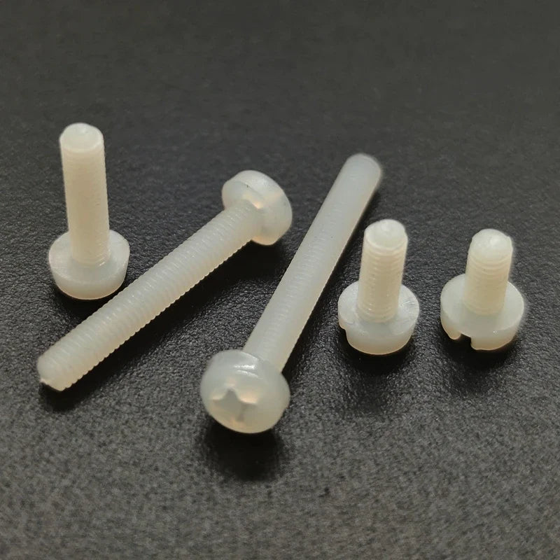 M2 5 M3 M4 Metric Threaded White Nylon Plastic Phillips Pan Head