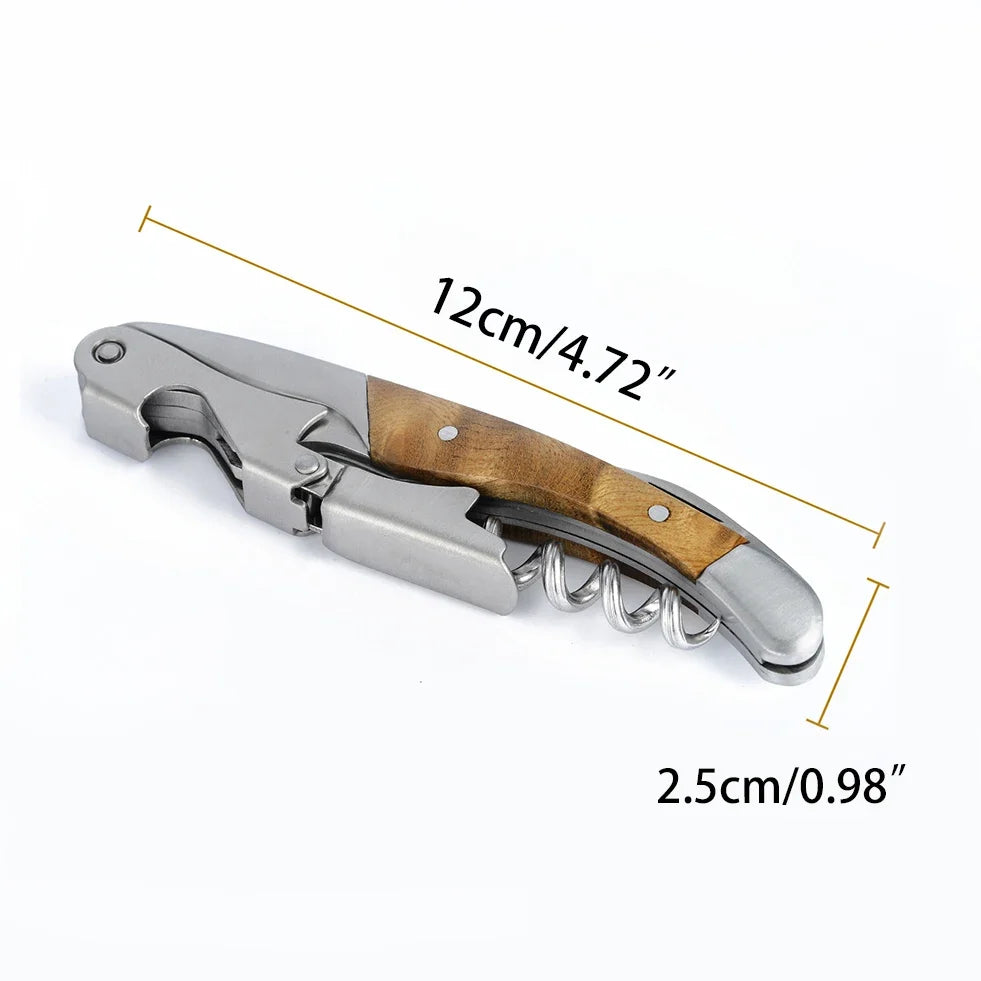 Folding Wine Corkscrew – Wood Handle Stainless Steel Opener