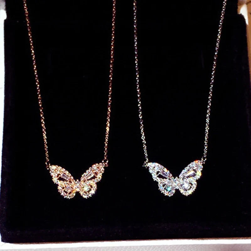 Huitan Butterfly CZ Pendant Necklace – Dazzling Women's Jewelry