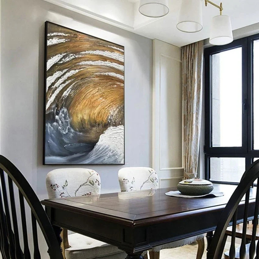 Sea Spin Abstract Hand-Painted Oil Painting | Canvas Wall Art
