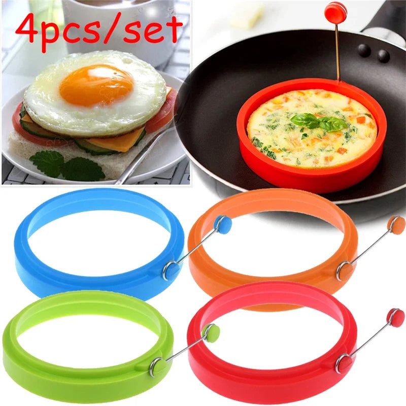 4-Pack Silicone Egg & Pancake Ring Molds – Nonstick Round