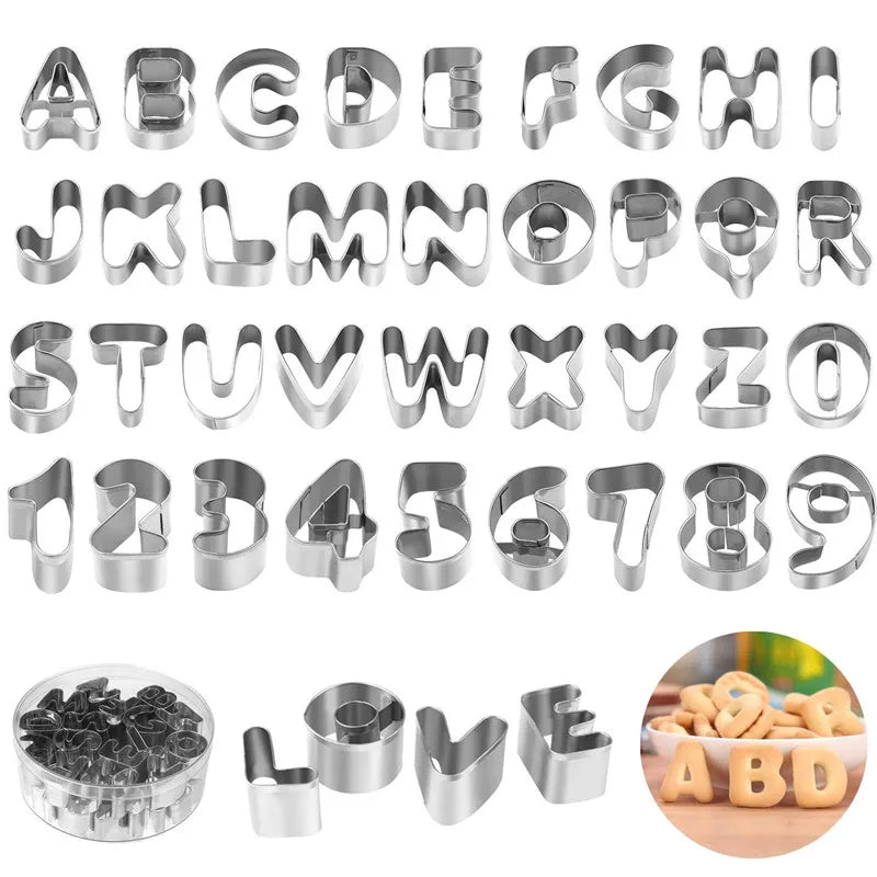 35-Pc Stainless Steel Alphabet & Number Cookie Cutter Set