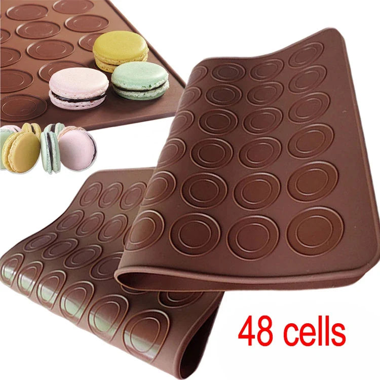 48-Cavity Silicone Macaron Baking Mat – Non-Stick DIY Mold