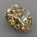 Huitan Gold Hollow Out Ring – Women's Cubic Zirconia Ring
