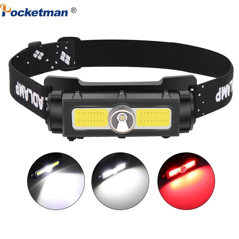 POCKETMAN COB LED Headlamp – USB Rechargeable, IPX5 Waterproof