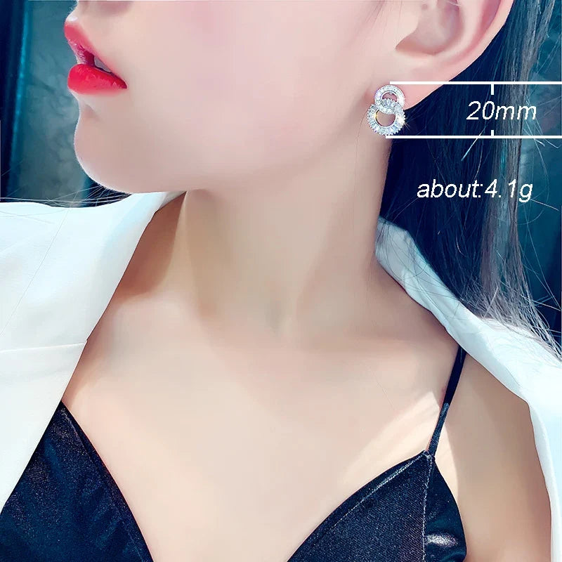 Huitan Crystal Cubic Zirconia Figure-8 Stud Earrings Women