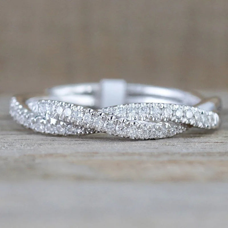 Huitan CZ Crystal Engagement Band Ring for Women | F1258