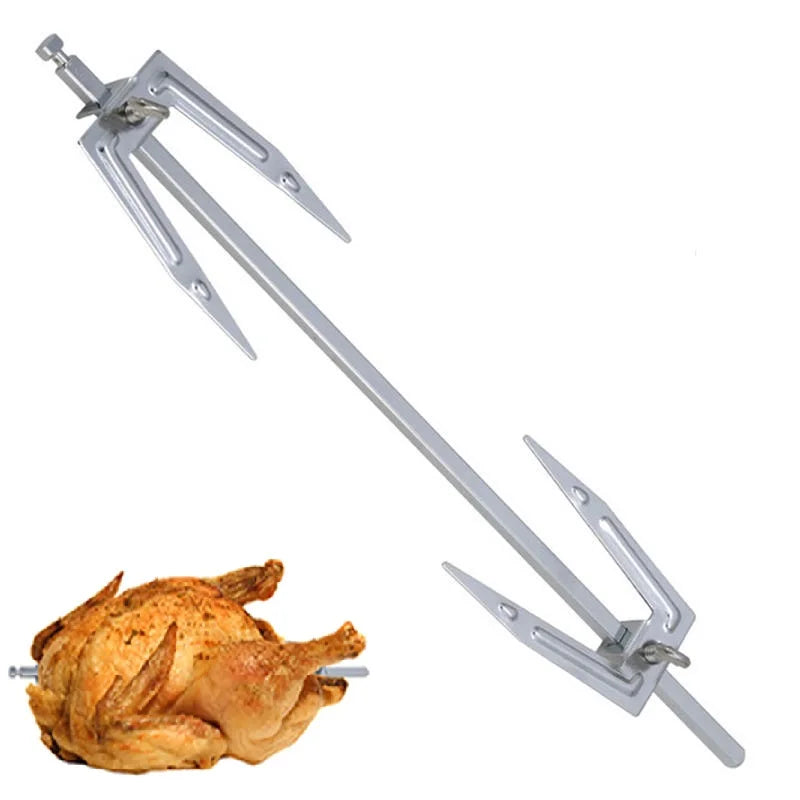 Rotisserie Chicken Skewer Rack – Steel BBQ & Oven Roasting Fork