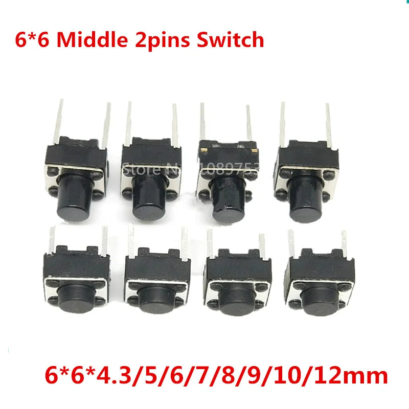 2P Tactile Switch Push Button Switches 6x6x4 3 5 6 7 8 9 10 Middle