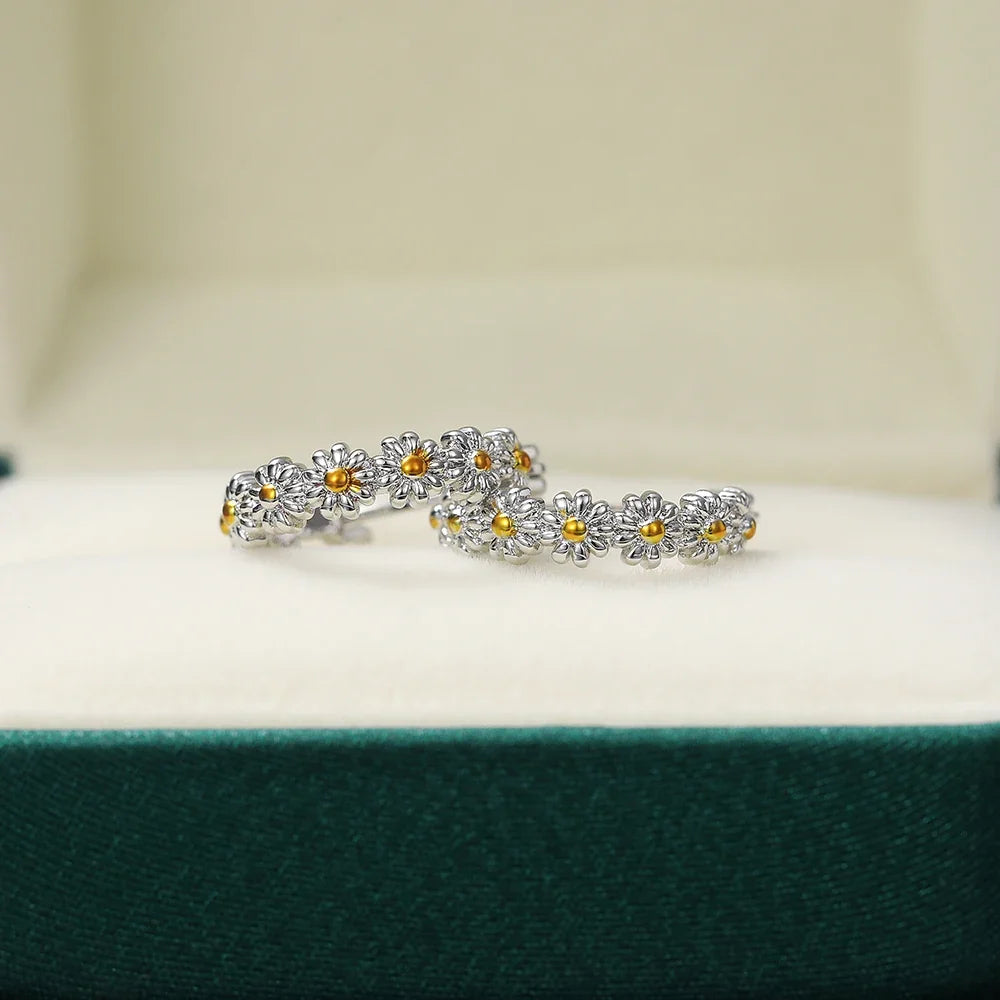 Huitan Daisy Hoop Earrings – Bridal & Everyday Jewelry