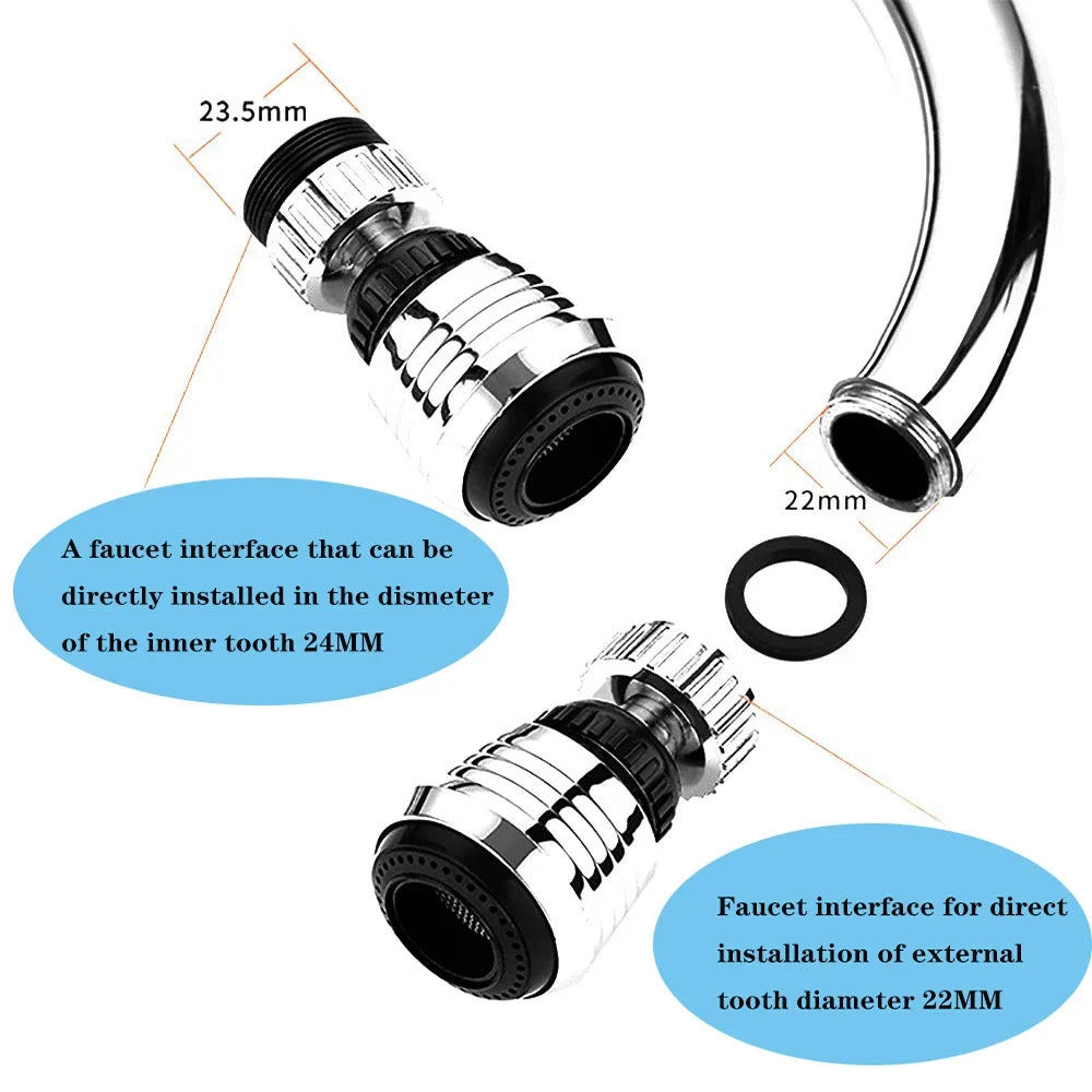 360 Degree Swivel Kitchen Faucet Aerator Clean Adjustable Dual Mode