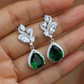 Huitan Green Teardrop CZ Drop Earrings | Women's Fashion Jewelry