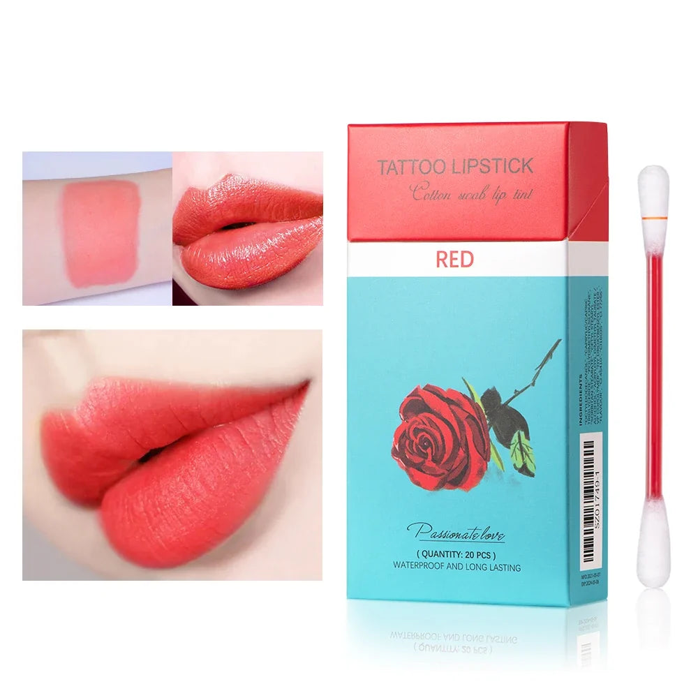 ibcccndc 20-Pc Waterproof Matte Liquid Lip Stain Set | Cotton Swab