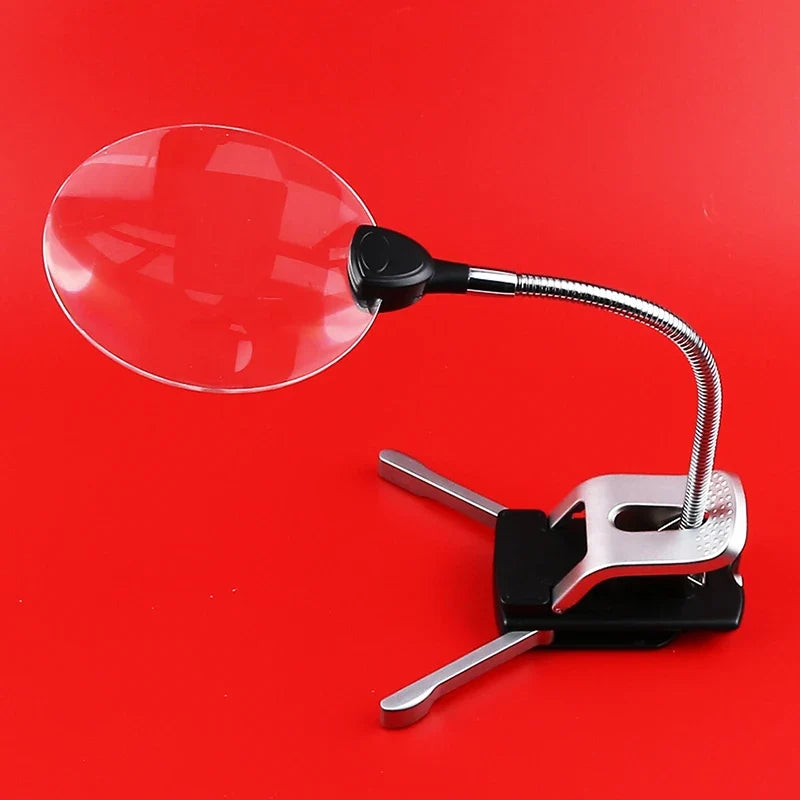 2.5X & 10X Clip-On Desktop LED Magnifier with Dual Lens