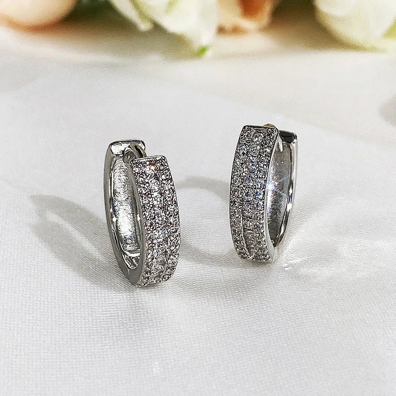 Huitan Cubic Zirconia Circle Hoop Earrings for Women